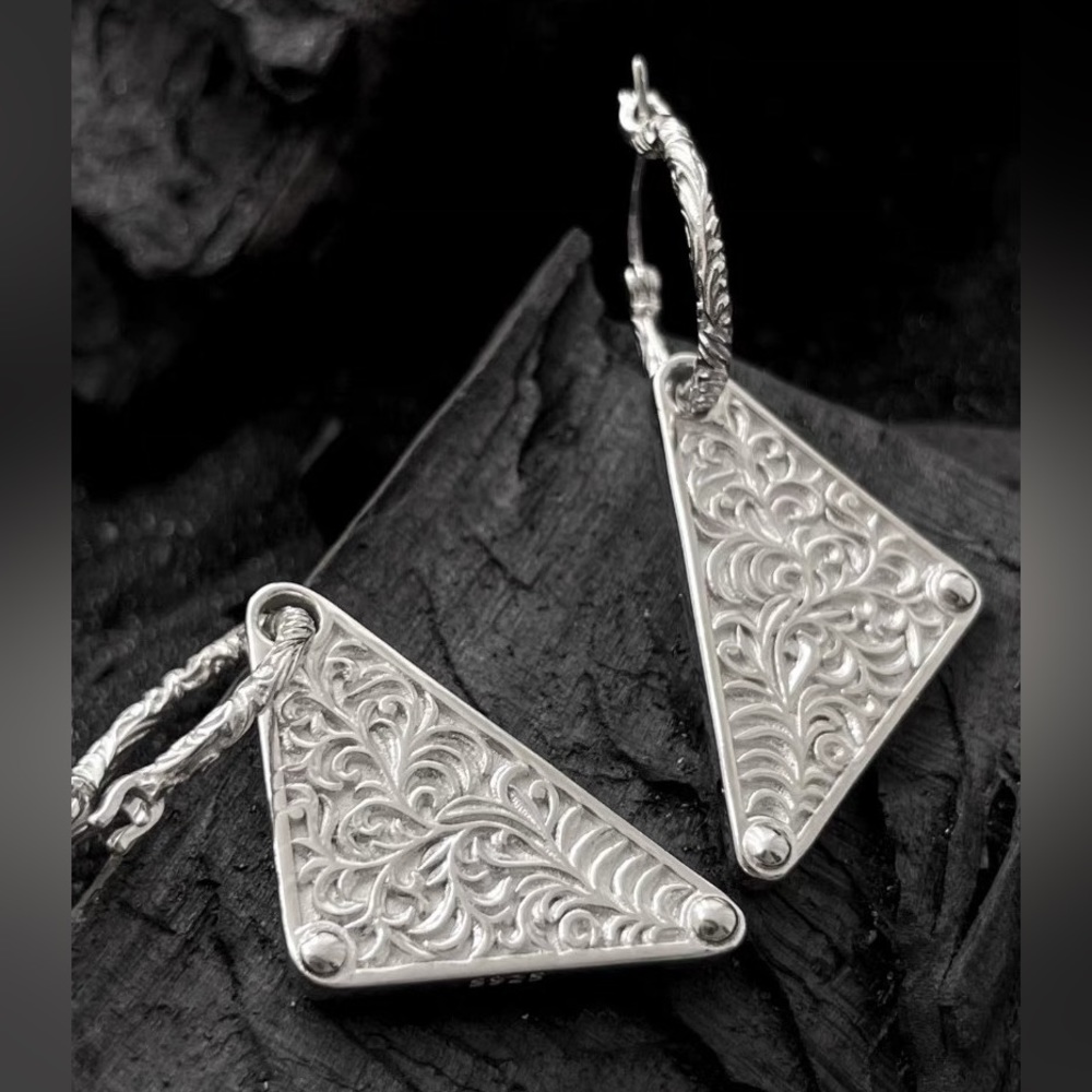 Sterling Silver Triangle Hoops